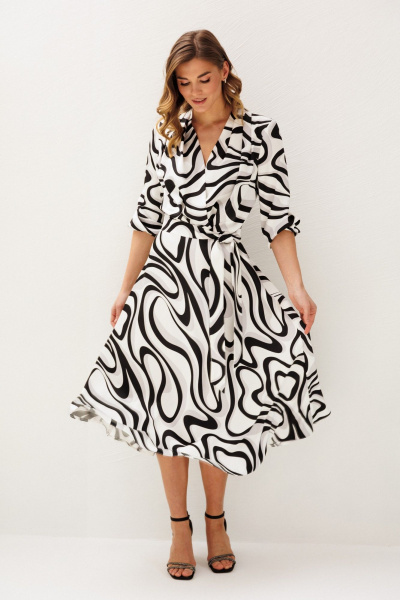 Платье Ларс Стиль 1212/1 молочный_ серо-черный - фото 4