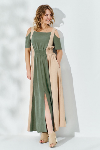 Платье Euromoda 520 беж/хаки - фото 3