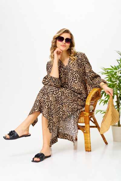 Платье AVA fashion М-191 коричневый-бежевый - фото 10