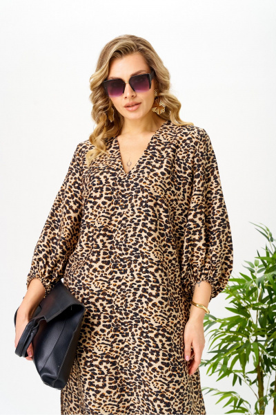 Платье AVA fashion М-191 коричневый-бежевый - фото 5