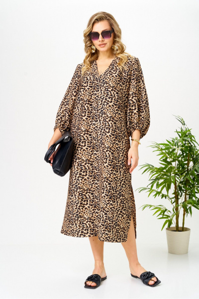 Платье AVA fashion М-191 коричневый-бежевый - фото 4