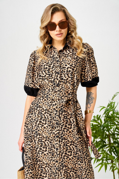 Платье AVA fashion М-194 черный-бежевый - фото 7