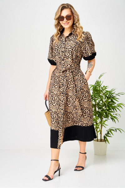 Платье AVA fashion М-194 черный-бежевый - фото 3