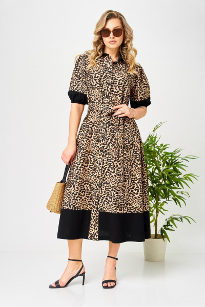 Платье AVA fashion М-194 черный-бежевый - фото 1