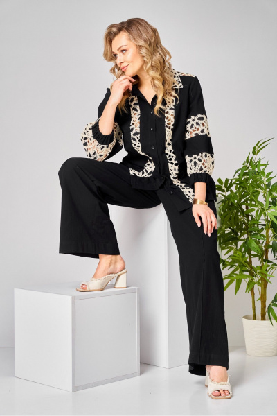 Брюки, рубашка AVA fashion М-195 черный - фото 13