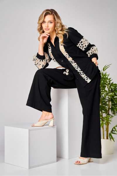 Брюки, рубашка AVA fashion М-195 черный - фото 12