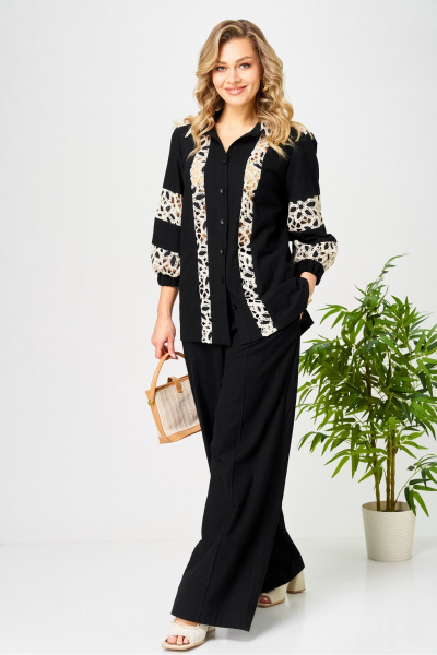 Брюки, рубашка AVA fashion М-195 черный - фото 1