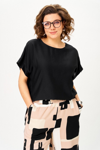 Блуза, брюки Michel chic 1384 песочно-черный_графика - фото 6