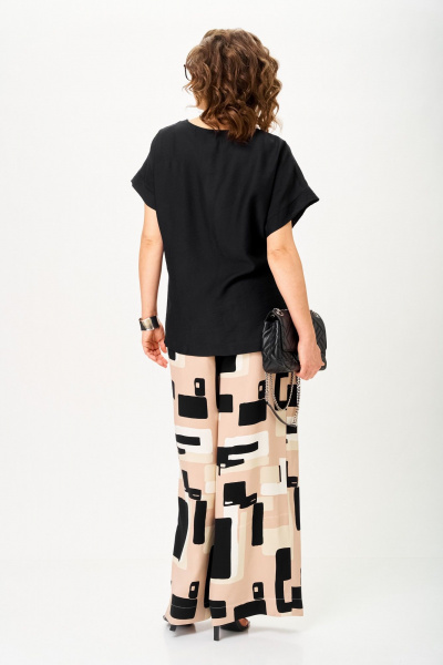 Блуза, брюки Michel chic 1384 песочно-черный_графика - фото 5