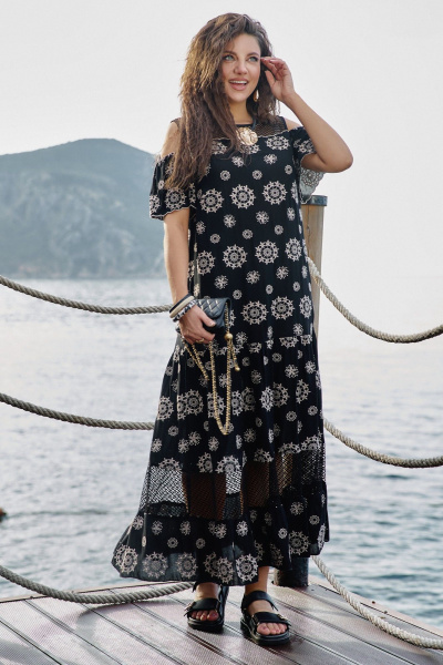 Платье Vittoria Queen 28173 черно-бежевый - фото 2