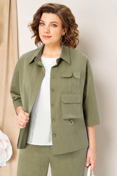 Блуза, брюки, жакет VOLNA 1463 олива - фото 3