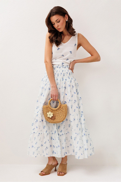 Юбка Butеr 3299 голубые цеты - фото 4