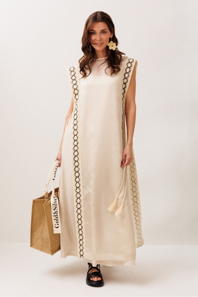 Платье Butеr 3303 сливочный + натуральный - фото 11