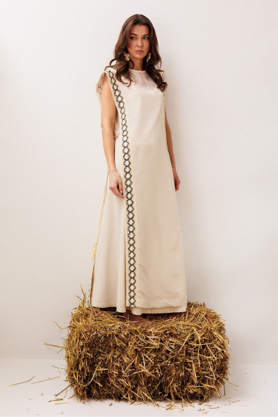 Платье Butеr 3303 сливочный + натуральный - фото 7