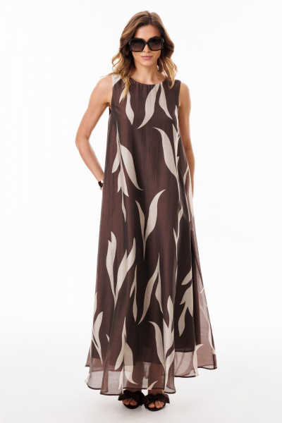 Платье EOLA 3078 шоколадный_с_ рисунком - фото 1