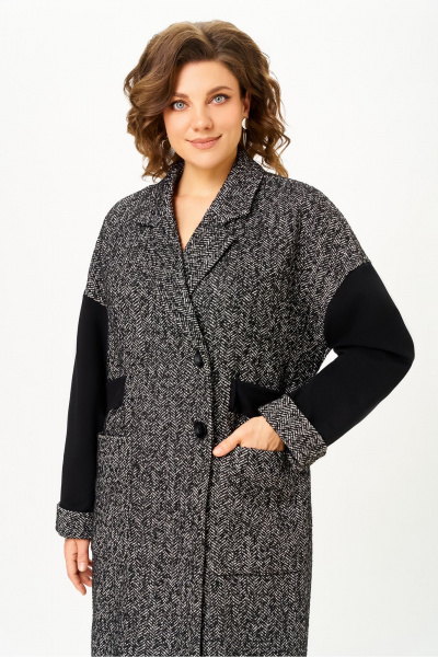 Пальто DaLi 5829 серое с чёрным - фото 5