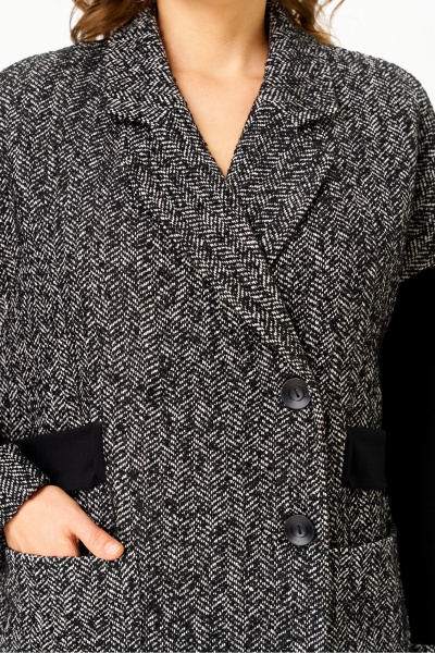 Пальто DaLi 5829 серое с чёрным - фото 2