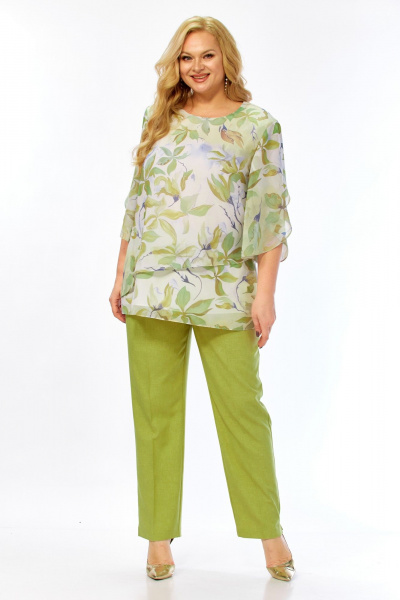 Блуза, брюки Элль-стиль 2461 фисташка - фото 8