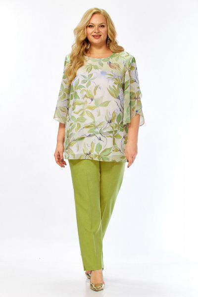 Блуза, брюки Элль-стиль 2461 фисташка - фото 6