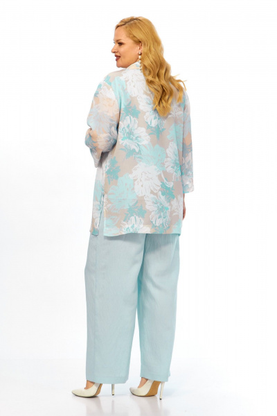 Блуза, брюки, топ Элль-стиль 2466 голубой_принт_цветы - фото 15