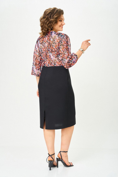 Платье Орхидея 1675 черный_цветы - фото 6