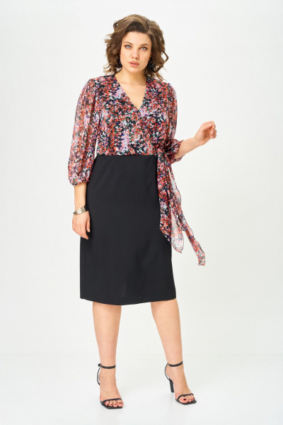 Платье Орхидея 1675 черный_цветы - фото 5