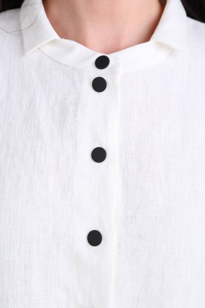 Платье из льна, прямой силуэт, приспущенное плечо, застежка на кнопки Ma Vie М178/1 белый - фото 6