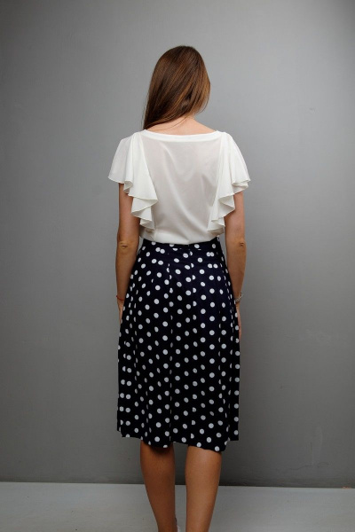 Блуза с крылышками и V-образной горловиной из шифона Mita ЖМ1052 белый - фото 3