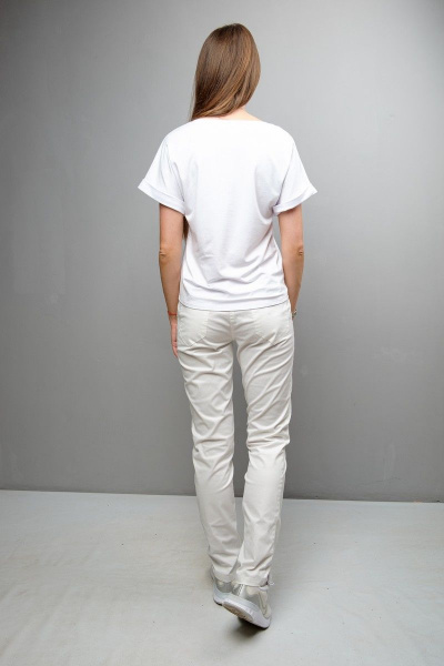 Длинная летняя блуза прямого силуэта с принтом из вискозы Mita ЖМ1097 белый - фото 3