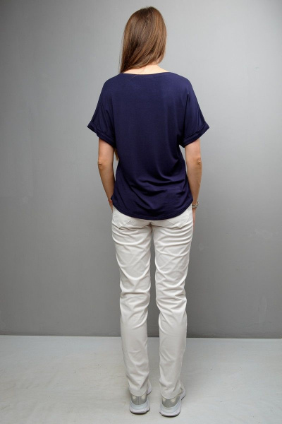 Блуза из вискозы и трикотажа с принтом и спущенным рукавом Mita ЖМ1097 синий - фото 3