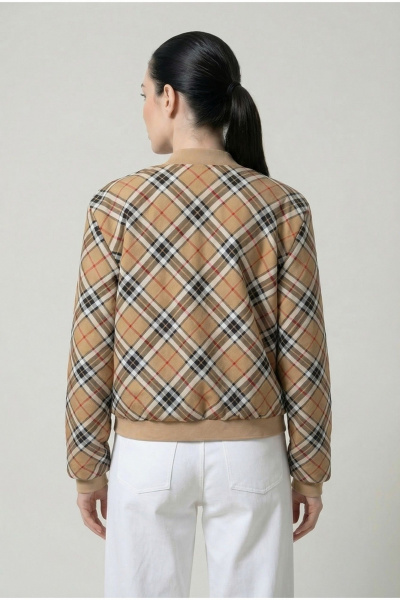 Жакет Nova Line 10523 клетка бежевая - фото 4