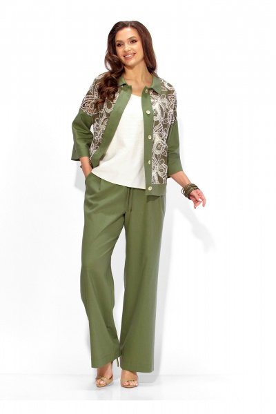 Брюки, жакет, топ TAiER 1437 олива - фото 8