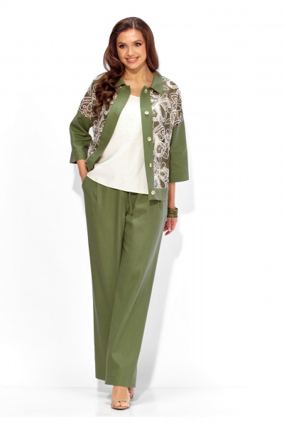 Брюки, жакет, топ TAiER 1437 олива - фото 6