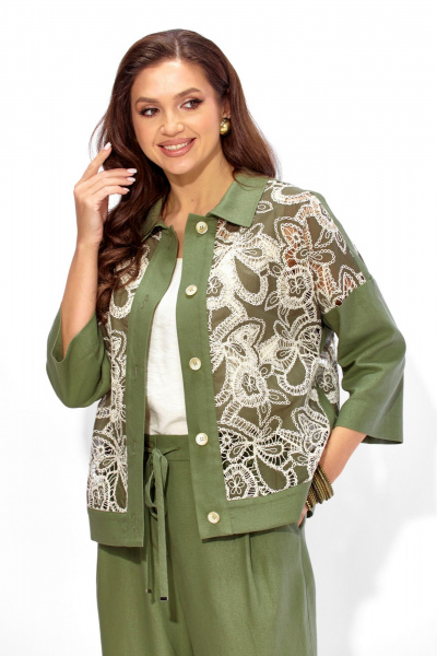 Брюки, жакет, топ TAiER 1437 олива - фото 5