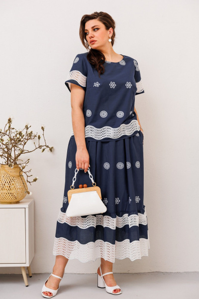 Блуза, юбка Romanovich Style 2-2676 синий - фото 3