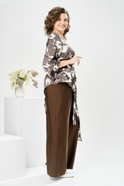 Брюки, туника Romanovich Style 2-2750 цветы/коричневый - фото 9