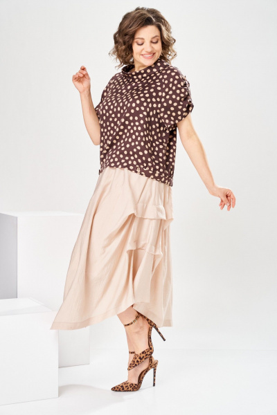 Блуза, юбка Romanovich Style 2-2916 горох/бежевый - фото 5