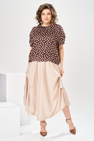 Блуза, юбка Romanovich Style 2-2916 горох/бежевый - фото 1