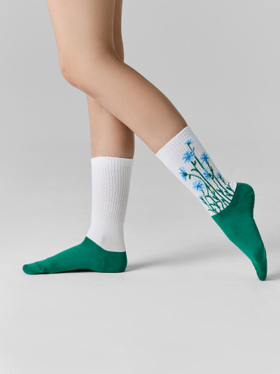 Носки Mark Formelle 217K-3352/25217K белый_я.малахит_рис.3352 - фото 1