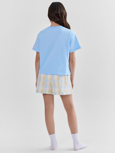 Футболка, шорты Mark Formelle 567748/25-39525ПП-14 небо_желто_голубая_клетка_3_сл_на_пол - фото 2