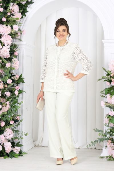 Брюки, жакет, топ Ninele 7518 молочный - фото 4