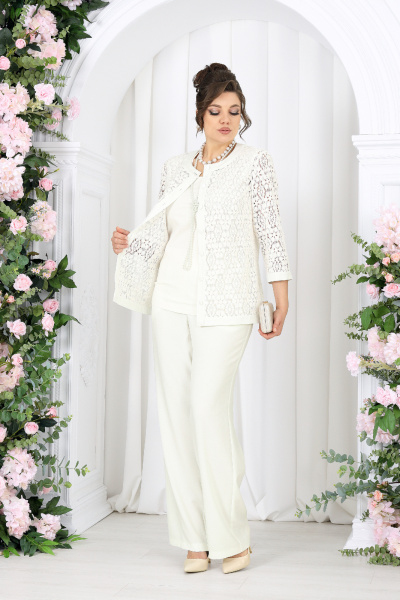 Брюки, жакет, топ Ninele 7518 молочный - фото 7