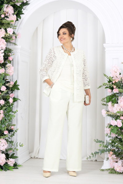 Брюки, жакет, топ Ninele 7518 молочный - фото 8