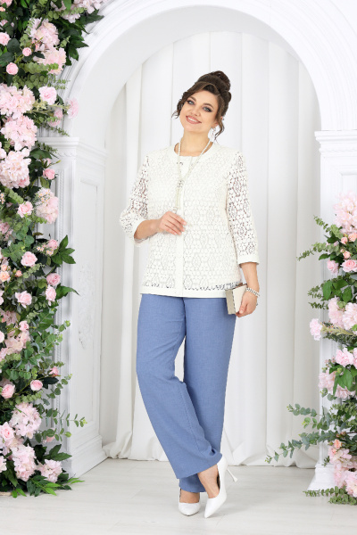 Брюки, жакет, топ Ninele 7518 небесный - фото 1