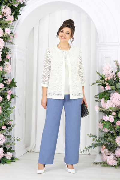 Брюки, жакет, топ Ninele 7518 небесный - фото 2