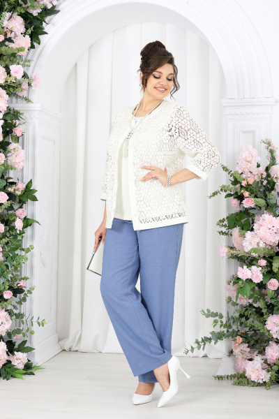 Брюки, жакет, топ Ninele 7518 небесный - фото 3