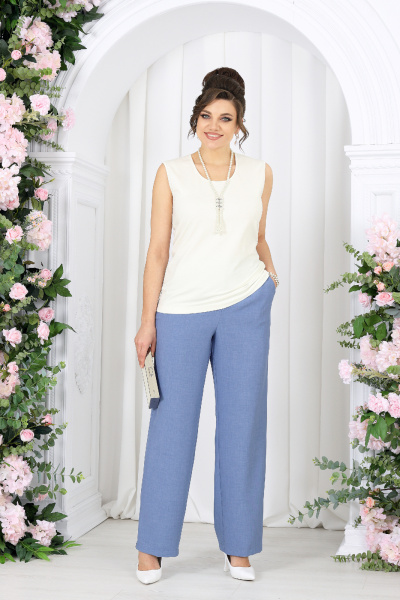 Брюки, жакет, топ Ninele 7518 небесный - фото 4