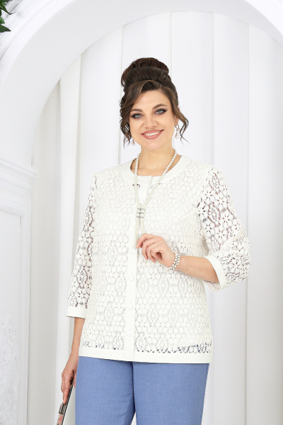 Брюки, жакет, топ Ninele 7518 небесный - фото 8