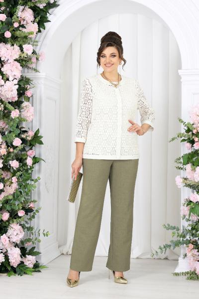 Брюки, жакет, топ Ninele 7518 оливка - фото 7