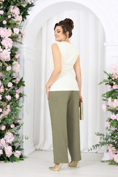 Брюки, жакет, топ Ninele 7518 оливка - фото 8